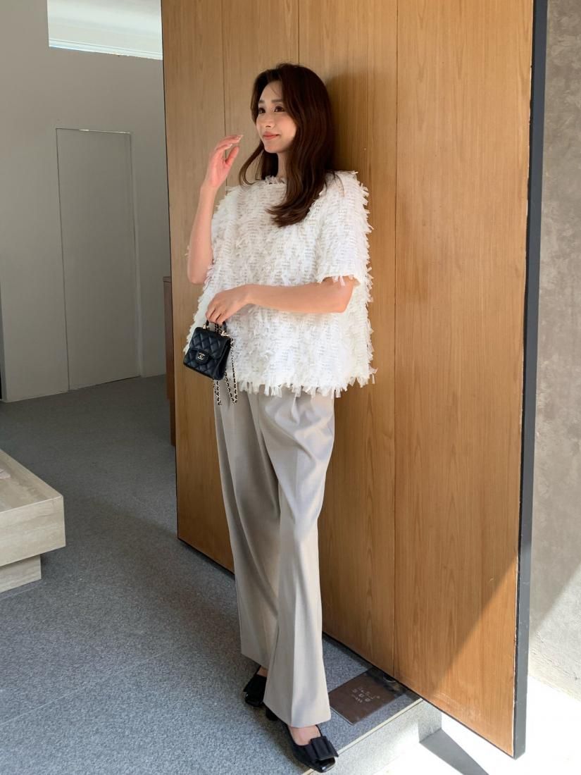BIRTHDAY BASH ホワイトパンツ タック入り SHEER STRAIGHT TUCK PANTS - BIRTHDAY BASH