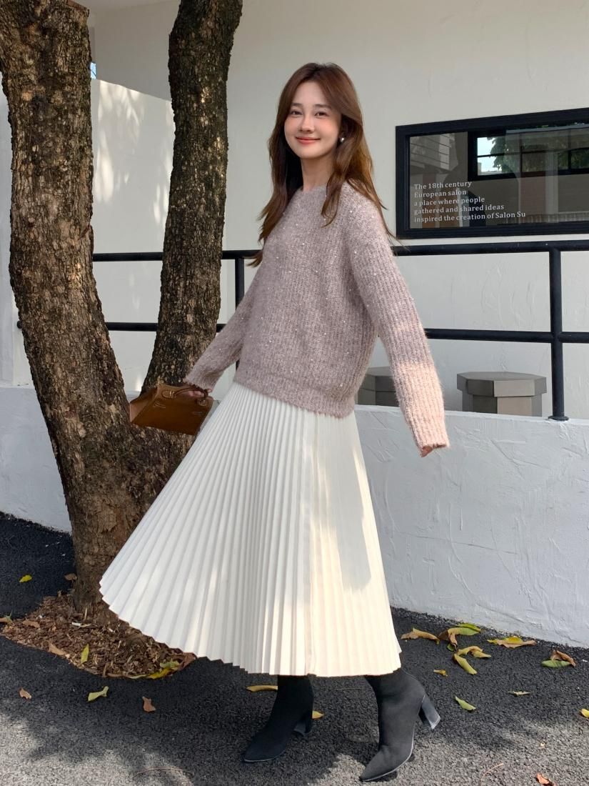 BB MIDI PLEATS SKIRT WHITE - BIRTHDAY BASH