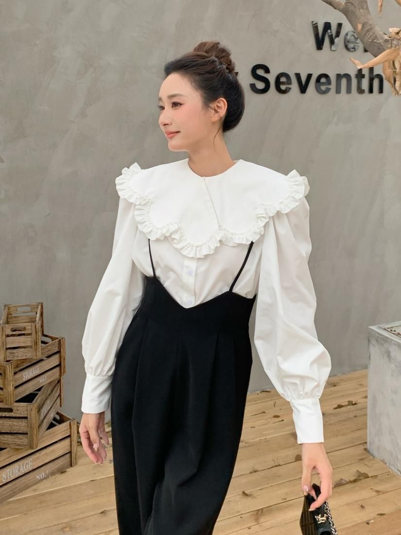 SCALLOPED STAND COLLAR TOPS - BIRTHDAY BASH