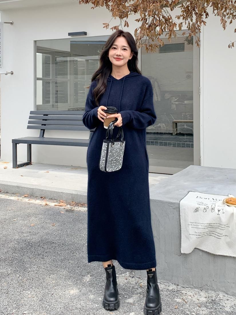 HOODIE KNIT LONG DRESS - BIRTHDAY BASH