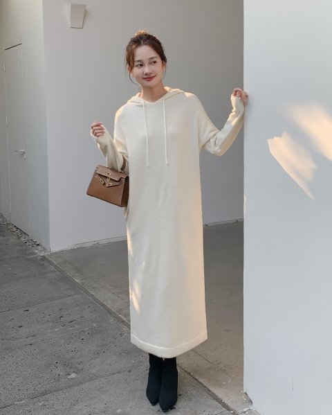 HOODIE KNIT LONG DRESS