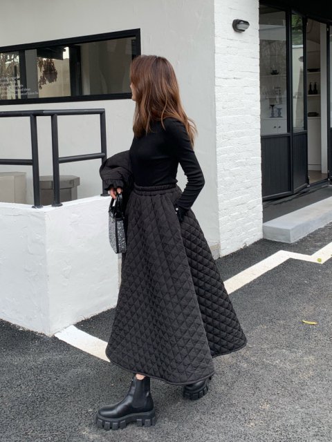 JEANNE QUILTING FLARE SKIRT