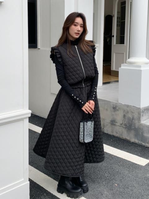 JEANNE QUILTING FLARE SKIRT