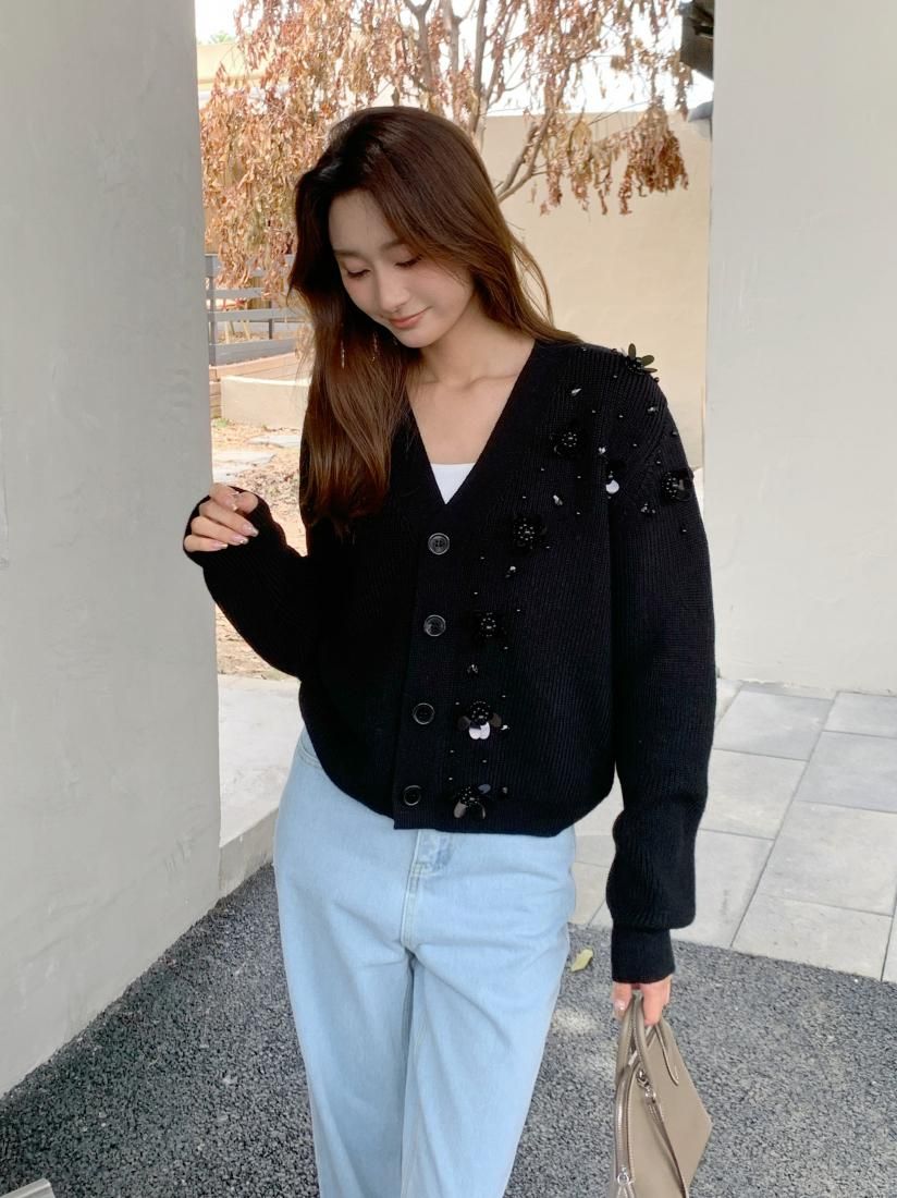 FLOWER BIJOU KNIT CARDIGAN - BIRTHDAY BASH