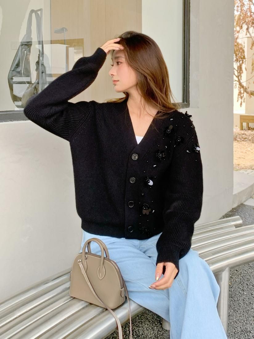 FLOWER BIJOU KNIT CARDIGAN - BIRTHDAY BASH