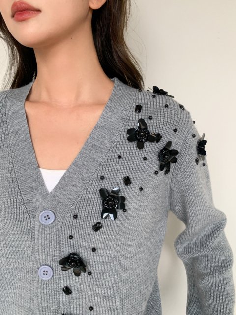 FLOWER BIJOU KNIT CARDIGAN