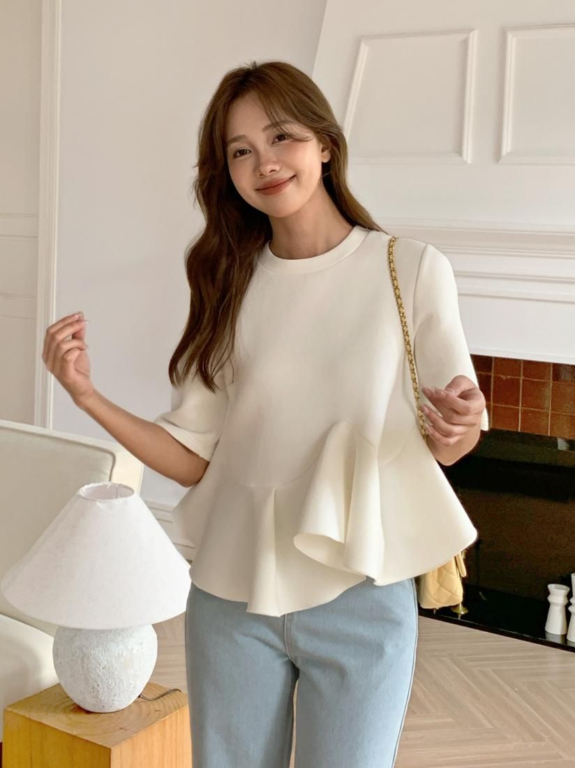 SYMMETRY PEPLUM SWEAT TOP