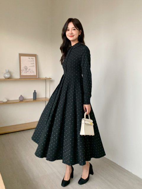 DOT JACQUARD GRACE DRESS