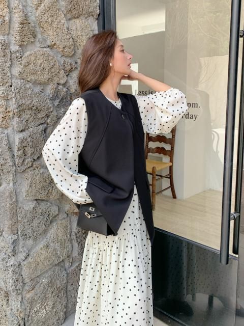 DOT TIERED LONG DRESS