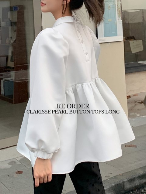 RE ORDERCLARISSE PEARL BUTTON TOPS LONG