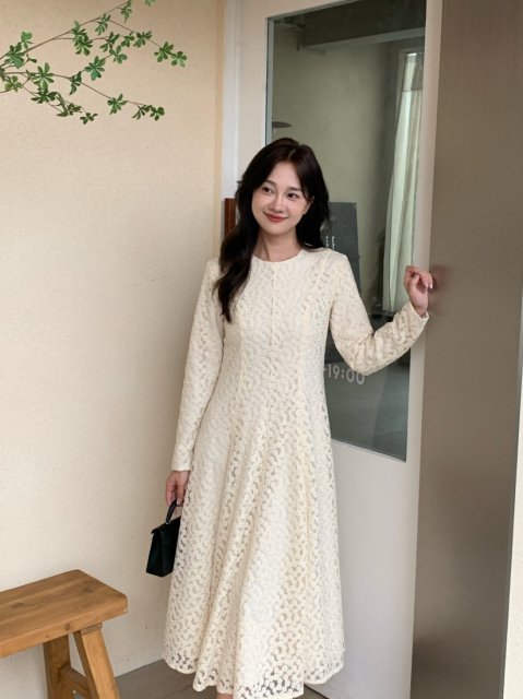 FLOWER LACE LONG DRESS