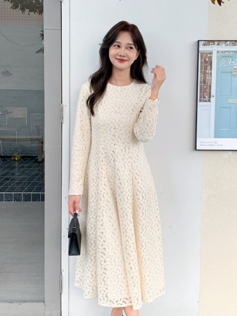 FLOWER LACE LONG DRESS