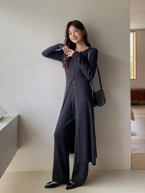 LIB KNIT LONG CARDIGAN SETUP