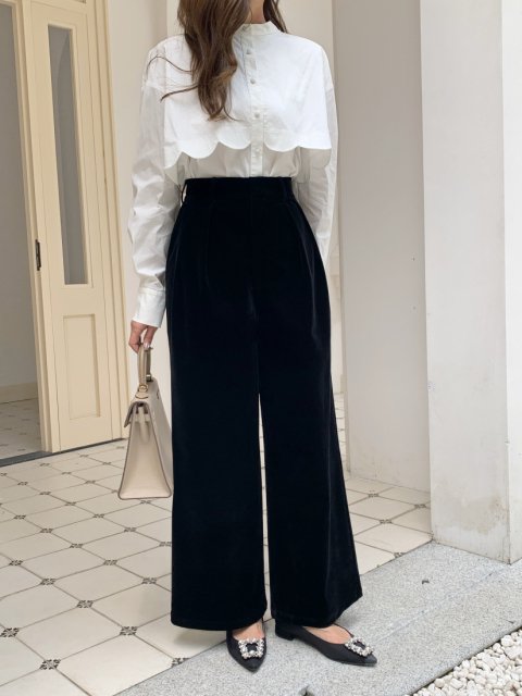 SALLY VELOR TWO TUCK WIDE PANTS