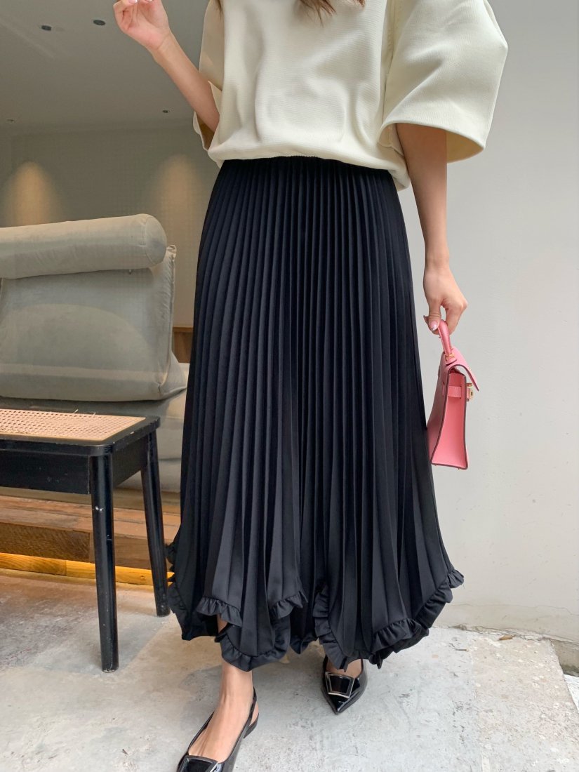 FRILL HEM PLEATS SKIRT - BIRTHDAY BASH