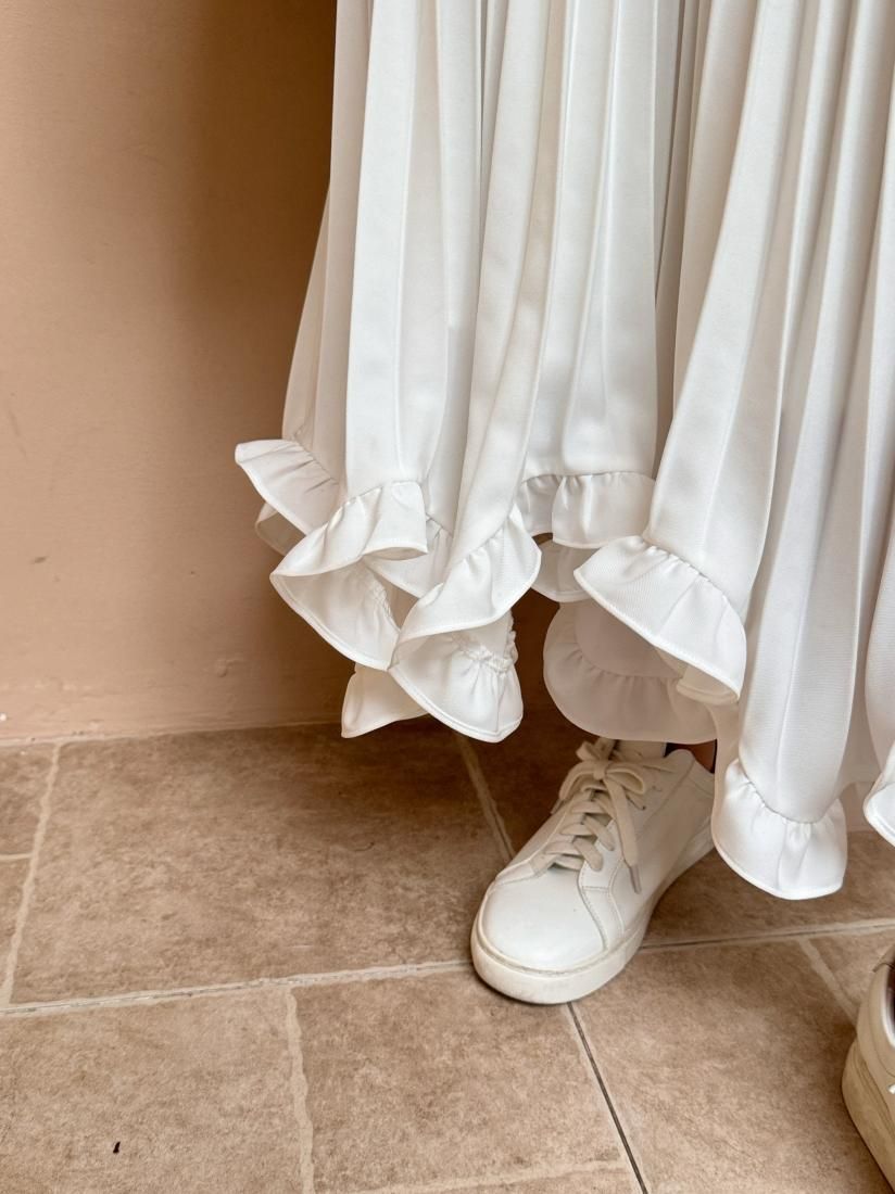 FRILL HEM PLEATS SKIRT - BIRTHDAY BASH