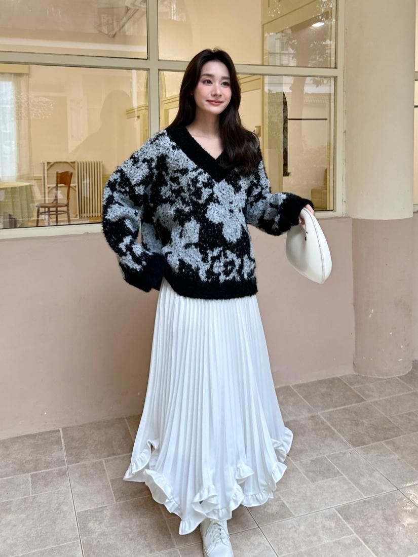 FRILL HEM PLEATS SKIRT - BIRTHDAY BASH
