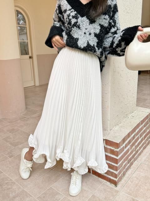 FRILL HEM PLEATS SKIRT