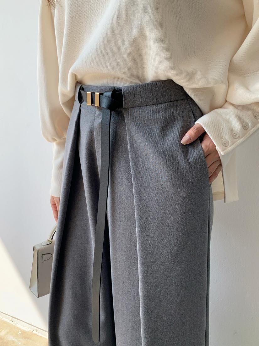 BELT TUCK WIDE PANTS - BIRTHDAY BASH