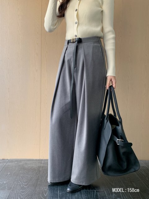 BELT TUCK WIDE PANTS