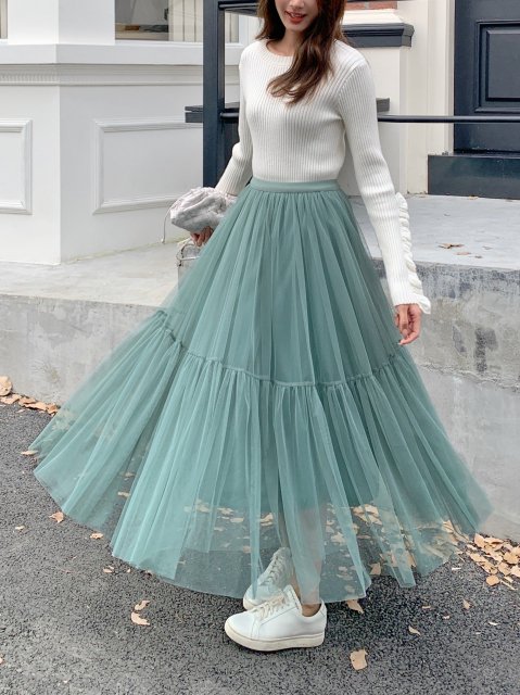 TULLE TIERED VOLUME SKIRT