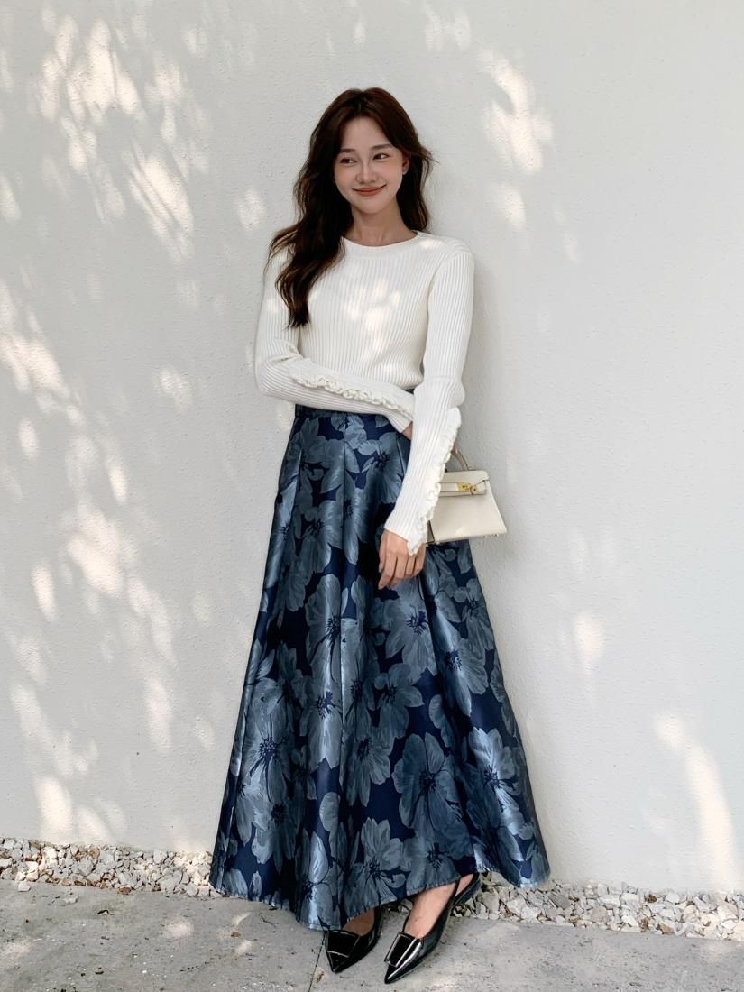 FLOWER SATIN FLARE SKIRT - BIRTHDAY BASH