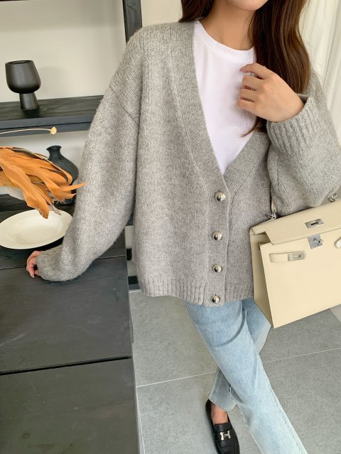 METAL BUTTON CARDIGAN