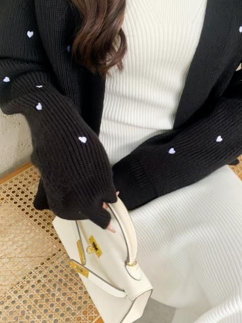 50% OFFHEART DOT KNIT CARDIGAN