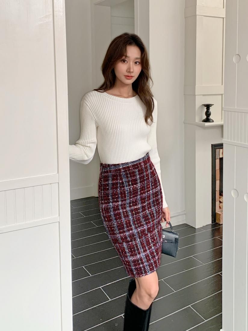 お歳暮 時期 SKIRT OUT CUT TWEED - BASH BIRTHDAY スカート