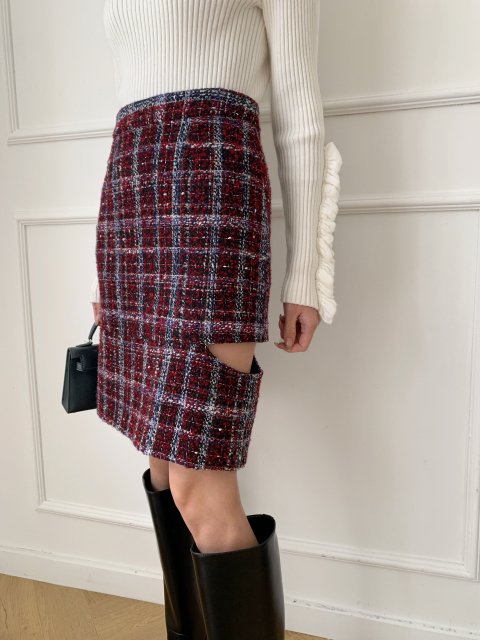 TWEED CUT OUT SKIRT