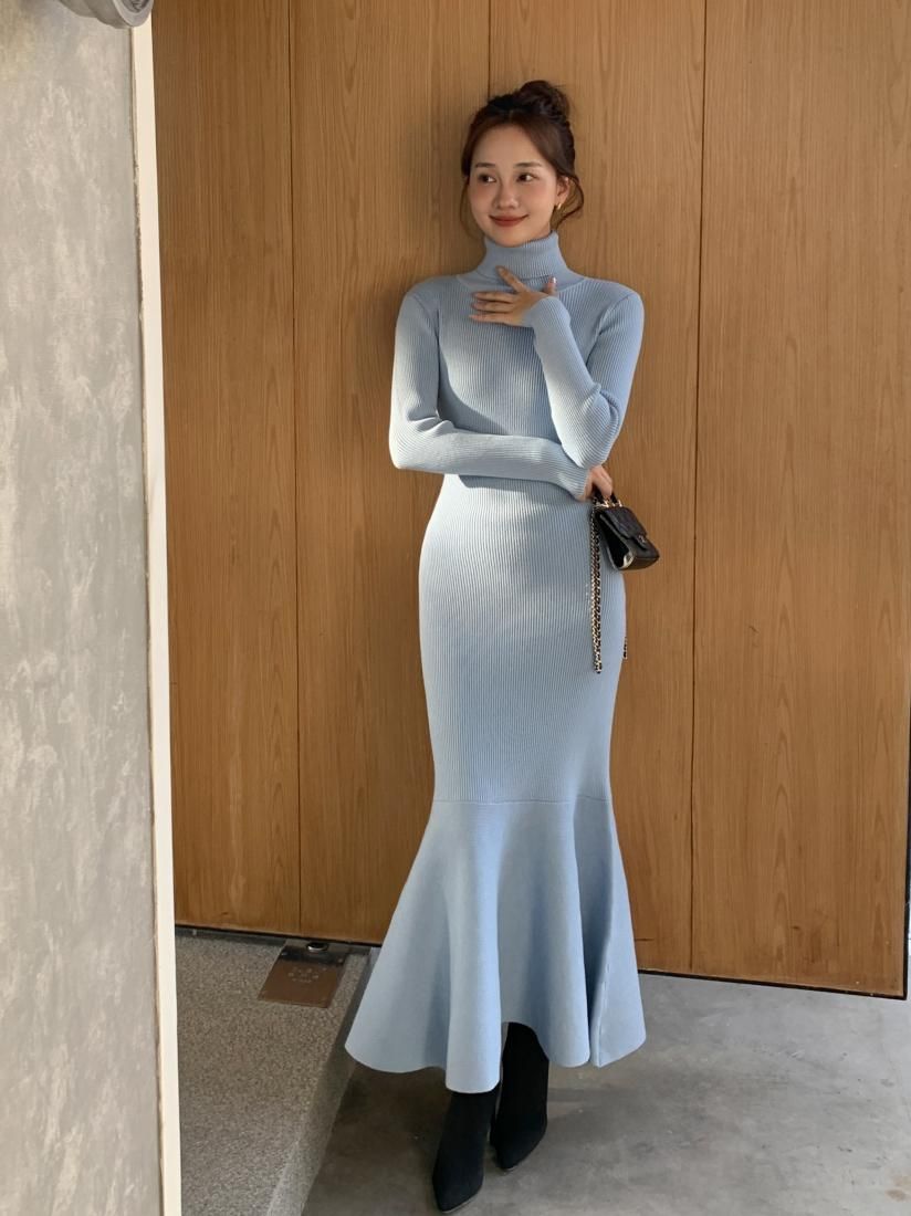 TURTLE NECK PEPLUM KNIT DRESS - BIRTHDAY BASH