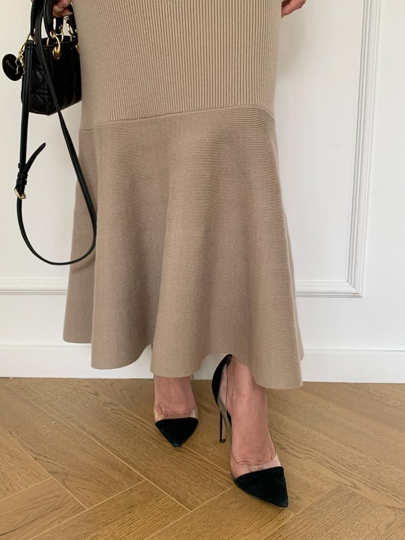 MIDI PEPLUM KNIT DRESS with PEARL - BIRTHDAY BASH