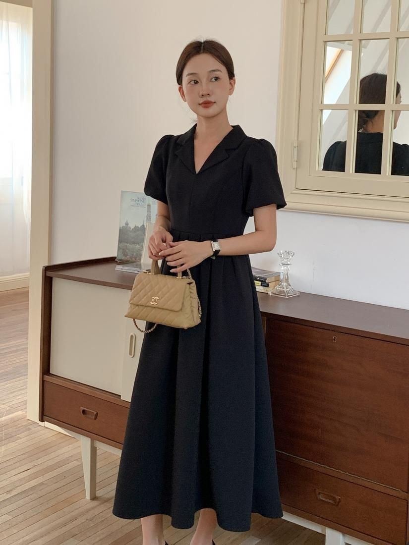 OPEN COLLAR PUFF DRESS - BIRTHDAY BASH