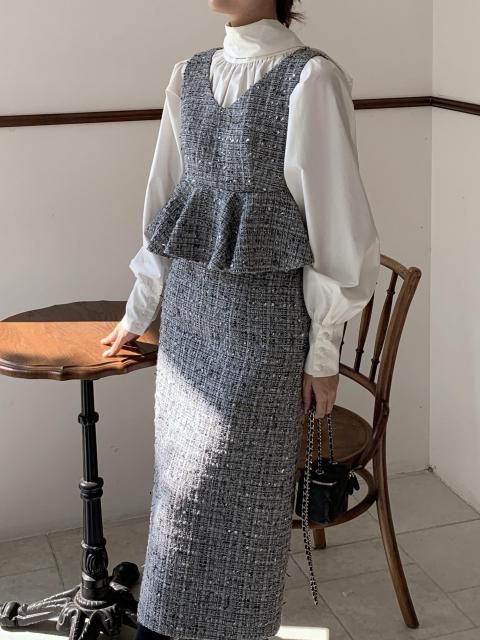 TWEED FRILL JUMPER SKIRT