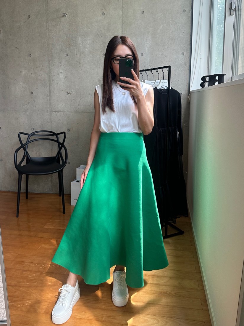 BB KNIT A LINE SKIRT GREEN - BIRTHDAY BASH