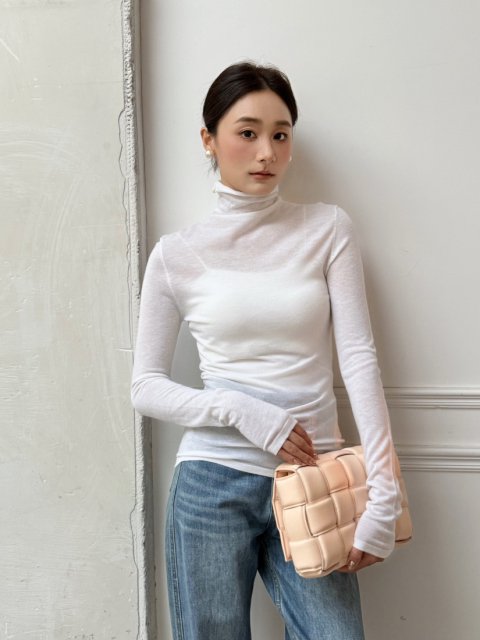 SHEER TURTLE NECK TOPS