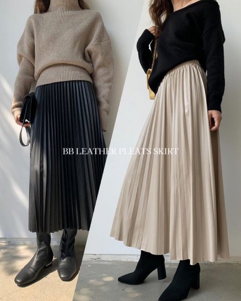 10/11 am11:00 ORDER STARTBB LEATHER PLEATS SKIRT