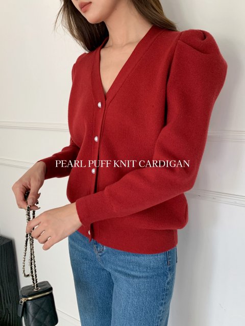 PEARL PUFF KNIT CARDIGAN