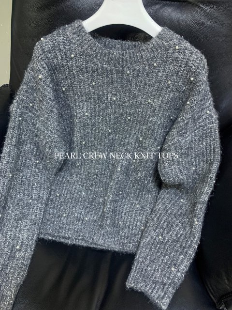 PEARL CREW NECK KNIT TOPS