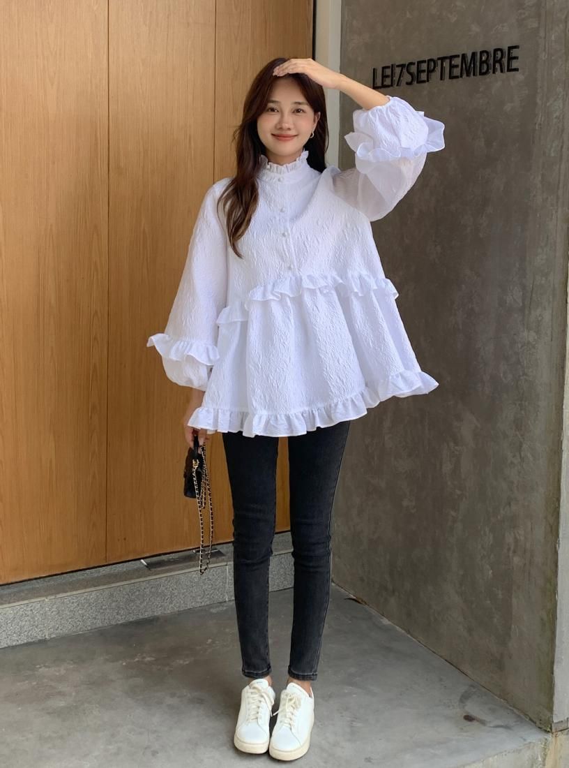 JACQUARD FRILL A LINE TOPS - BIRTHDAY BASH