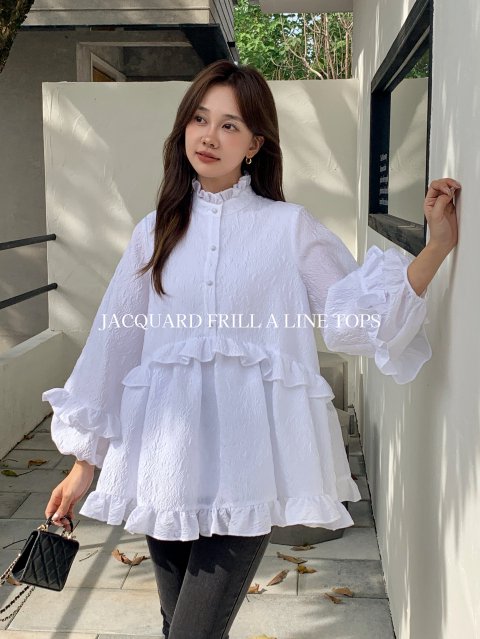 JACQUARD FRILL A LINE TOPS