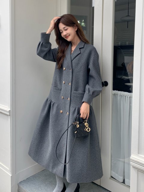 GOLD DOUBLE BUTTON COAT DRESS