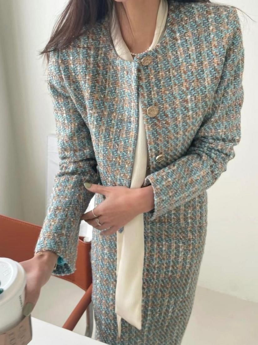ジャケット・アウター BIRTHDAY BASH KR NOCOLLAR TWEED JACKET KR TWEED NO COLLAR JACKET SETUP - BIRTHDAY BASH