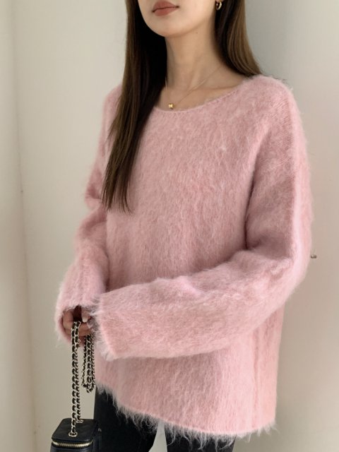 SHAGGY ROUND NECK KNIT TOPS