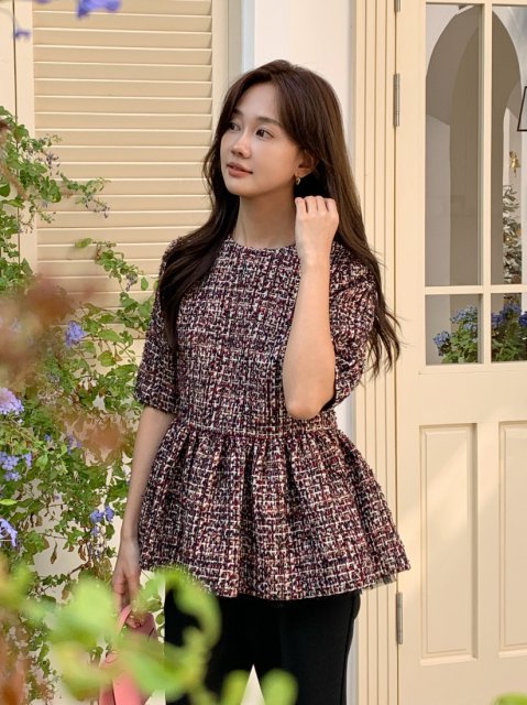 TWEED  PEPLUM TULLE TOPS