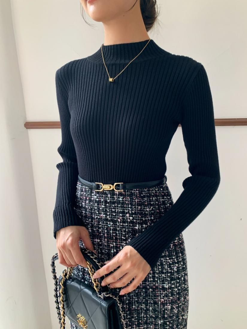 RE ORDER】MOCK NECK TWEED DOCKING DRESS - BIRTHDAY BASH