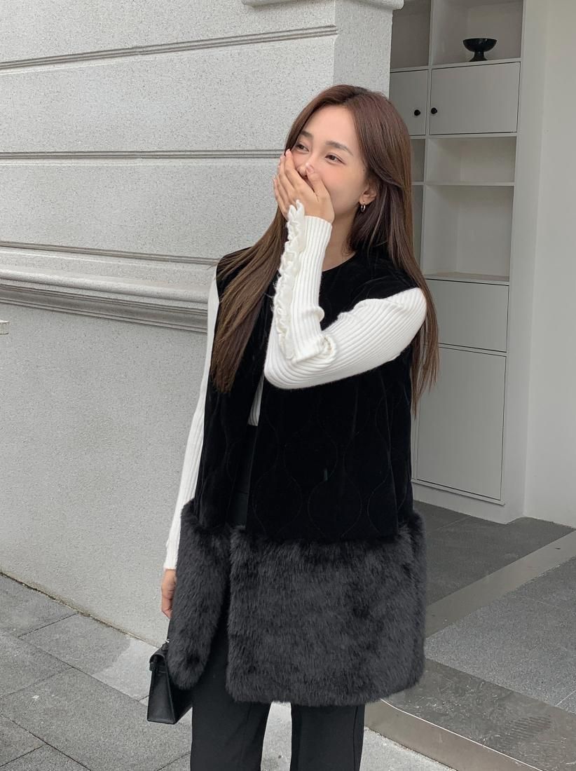VELOUR QUILTING FUR VEST - BIRTHDAY BASH