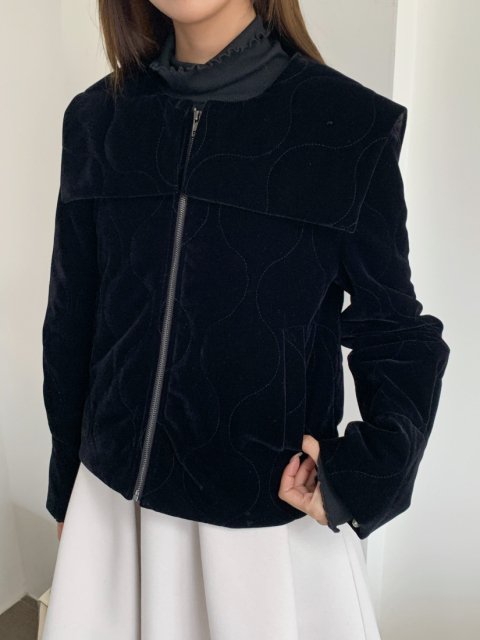 VELOUR QUILTING COLLAR JACKET