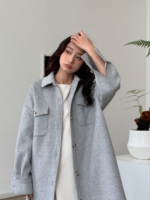 OVER WOOL LIGHT SHIRT COAT