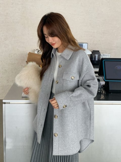 OVER WOOL LIGHT SHIRT COAT